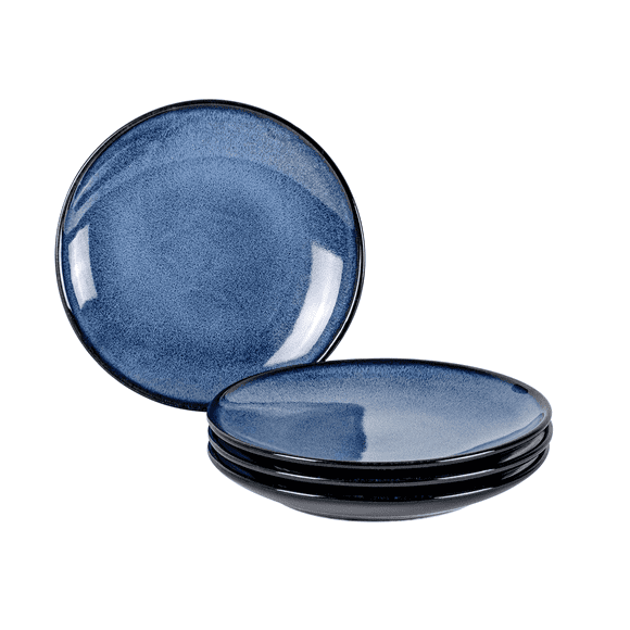 UNICASA 8 Inch Porcelain Dessert Plates, Set of 4, Round Blue Salad & Appetizer Plates, Dishwasher & Microwave Safe, Elegant Dinnerware, Christmas Gift Idea