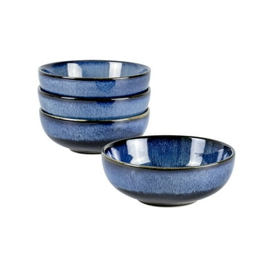 UNICASA Ceramic 18 0z Cereal Bowls,Set of 4 for Salads ,Dessert Soup Rice Serving Bowls（Blue）