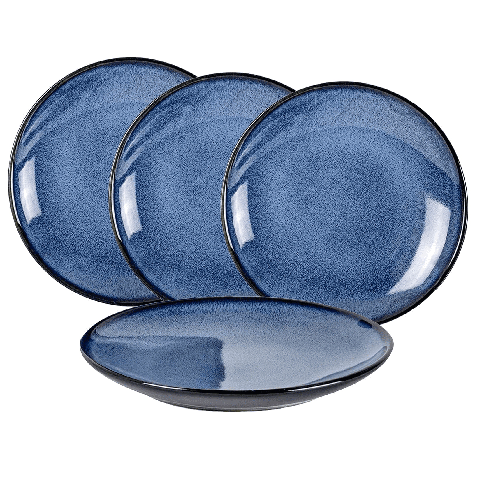 UNICASA Ceramic Dinner Plates 10.25 Inch, Blue Salad Plates Dishes, Porcelain Dessert Plates, Set of 4, Dishwasher & Microwave Safe, Dinnerware Set