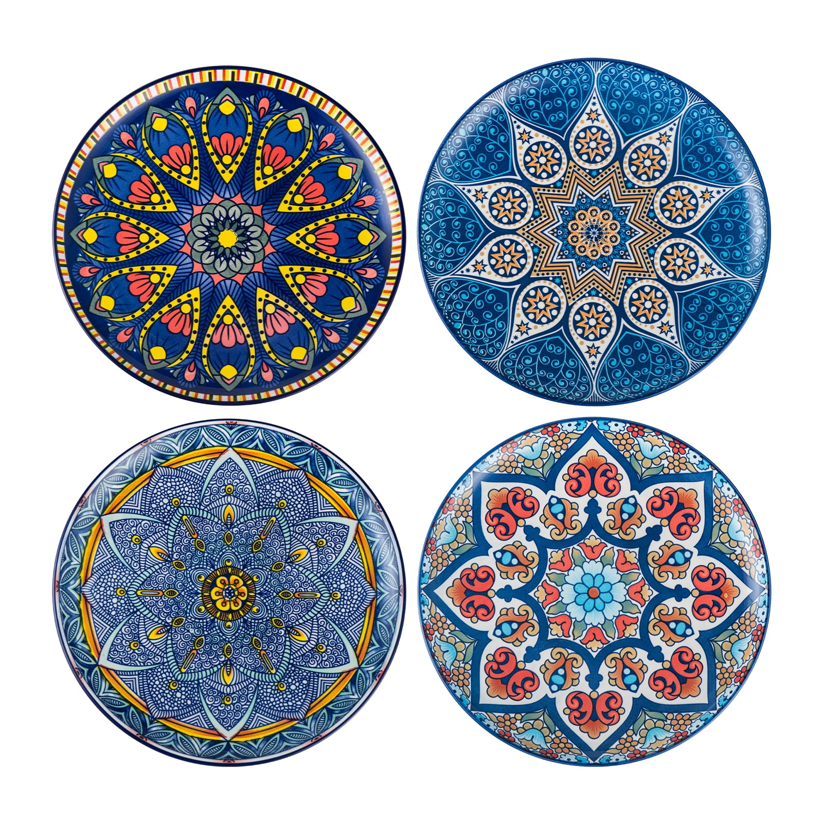 UNICASA Ceramic Dinner Plates 10.5 Inch Set of 4, Large Colorful Cute