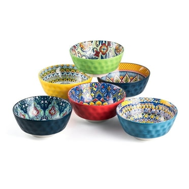 UNICASA Soup Bowls,Cereal Bowls Set of 6,  12Oz Bohemian for Salad/Dessert, Colorful Dishwasher/Microwave Safe Bowls