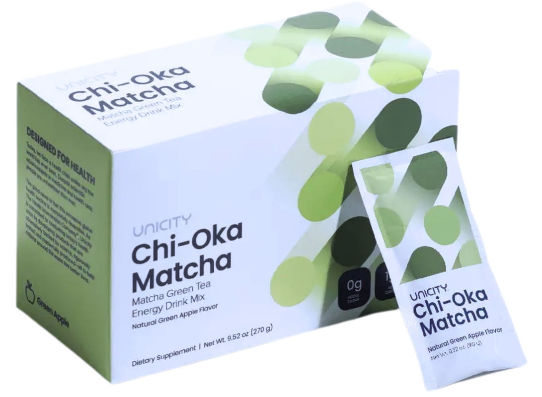 UNICITY Chi-Oka Matcha Green Tea Natural Green Apple Flavor 30 Packets