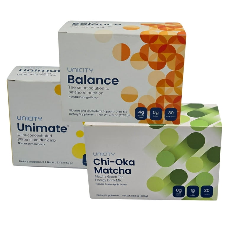 Unicity Trio: Orange Balance, Unimate Lemon & Chi-Oka Matcha 90