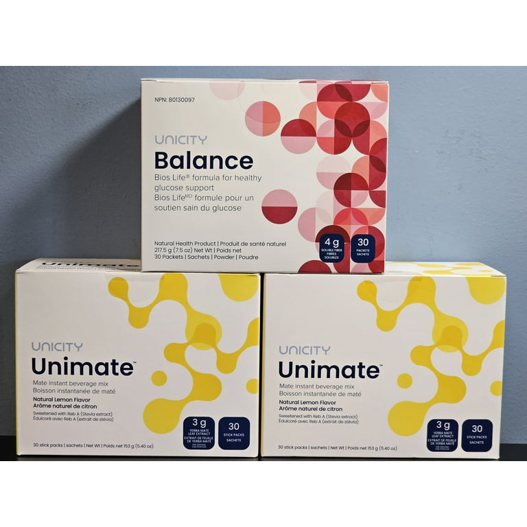 UNICITY TRIO: Mixed Berry Balance (1 Box) & Natural Lemon Unimate