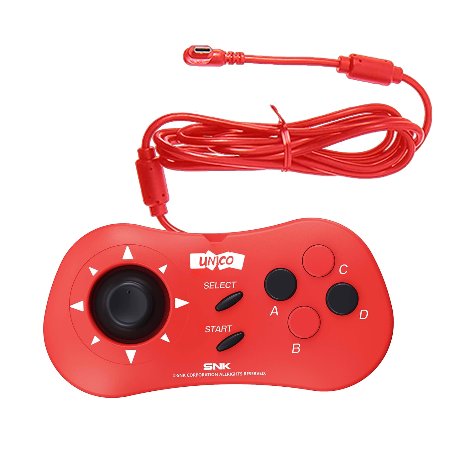 UNICO SNK Mini Controller Red, Wired Gamepad for MVS Mini