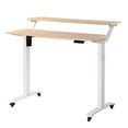 thumbnail image 1 of UNICOO® 2 Tier Electric Height Adjustable Standing Desk with Wheels, Electric Mobile Standing Workstation, Sit Stand Desk Home Office Desk Whole-Piece Desk Board 48 * 24 in (KT1002-LW) 2Tier, 1 of 8