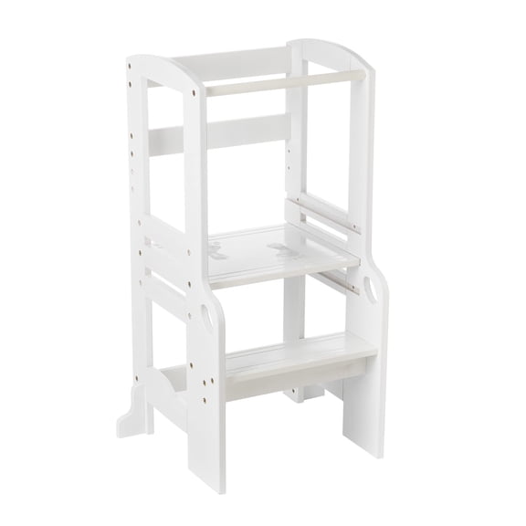 UNICOO® Bamboo Height Adjustable Children Stool, Kids Learning Stool, Kids Kitchen Step Stool, Toddlers Stool, Children Step Stool for Kitchen (White - M2.5)