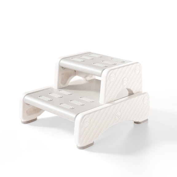 UNICOO® Children's 2-Tier Stackable Step Stool, Toddler Learning Stool with Non-Slip Foot Pads for Children's Bathroom, Bedroom, Kitchen (White)