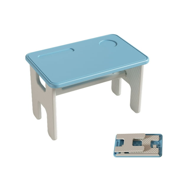 UNICOO Children's Plastic Foldable Multifunction Table, Children's Art Craft Study Activity Table, Picnic Table and Entertainment Table (Table Only)(Blue & Gray)
