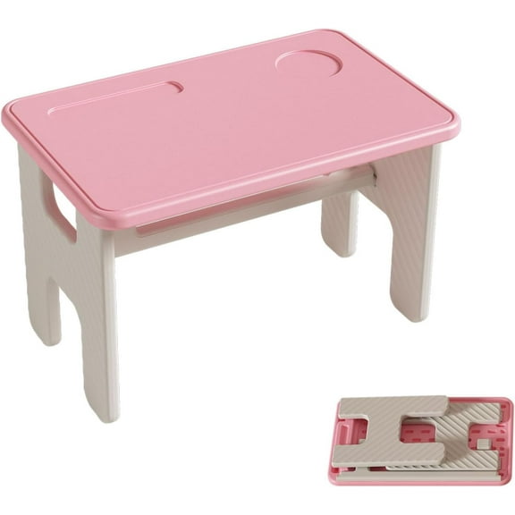 UNICOO® Children's Plastic Foldable Multifunction Table, Children's Art Craft Study Activity Table, Picnic Table and Entertainment Table (Table Only)(Pink & Gray)