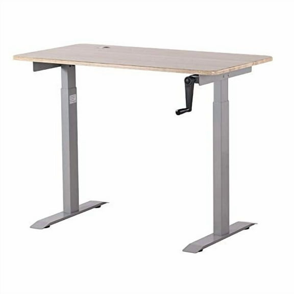 UNICOO® Crank Adjustable Height Standing Desk, Adjustable Sit to Stand up Desk, Home Office Table, Computer Table (Antique Oak Top/Grey Frame - NTCSET-01-AOG)