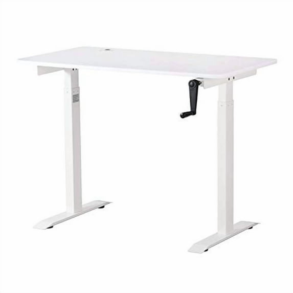 UNICOO® Crank Adjustable Height Standing Desk, Adjustable Sit to Stand up Desk,Home Office Table, Computer Table, Portable Writing Desk, Study Table (White Top/White Frame - NTCSET-01-WW)