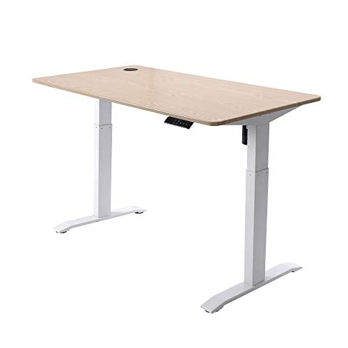 UNICOO® Electric Height Adjustable Standing Desk, Electric Standing Workstation, Sit Stand Desk Home Office Desk,Gaming Desk, Motorized Desk Whole-Piece Desk Board 48 * 24 in (KT1001-LW)