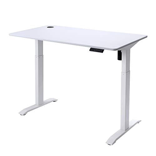 UNICOO® Electric Height Adjustable Standing Desk, Electric Standing Workstation, Whole-Piece Desk Board, White, 1 Pack,, 48 * 24 in (KT1001-WW)