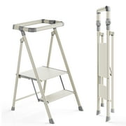 UNICOO  Foldable Toddler Tower - 2-Step Ladder for Adult, Toddler Tower Foldable & Compact - Foldable Kitchen Tower, Kids Step Stool, Folding Toddler Tower for Kitchen & Bathroom Smoky Gray