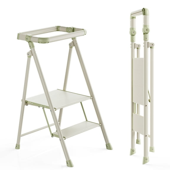 UNICOO® Foldable Toddler Tower - 2-Step Ladder for Adult, Toddler Tower Foldable & Compact - Foldable Kitchen Tower, Kids Step Stool, Folding Toddler Tower for Kitchen & Bathroom (Smoky Gray)