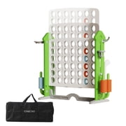 UNICOO Giant 4 in A Row Game with Carry Bag, Basketball Hoop, Ring Toss Game, 4-to-Score Game | Large Outdoor Yard Game, Parties & Gatherings Games Green & White