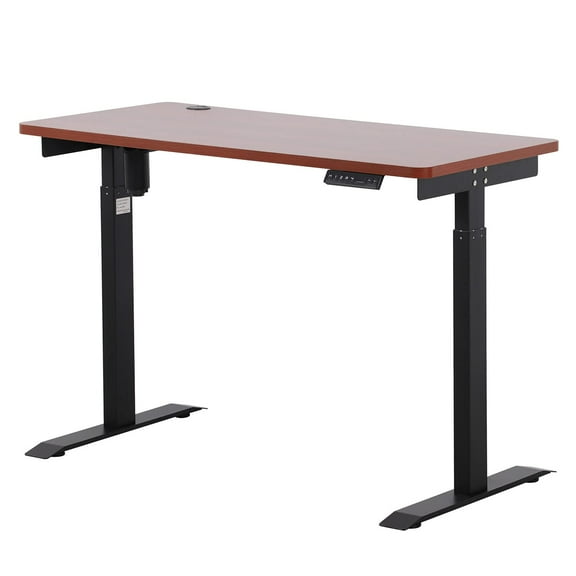 UNICOO® Height Adjustable Electric Standing Desk, 47.24 x 23.62 Inches Stand up Table, Sit Stand Home Office Desk with One Piece Tabletop (NTESMF01-B + 48 in Walnut TOP)