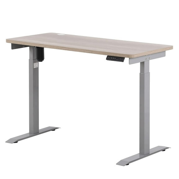 UNICOO® Height Adjustable Electric Standing Desk, 47.24 x 23.62 Inches Stand up Table, Sit Stand Home Office Desk with One Piece Tabletop (NTESMF01-G + 48 in Antique Oak TOP)