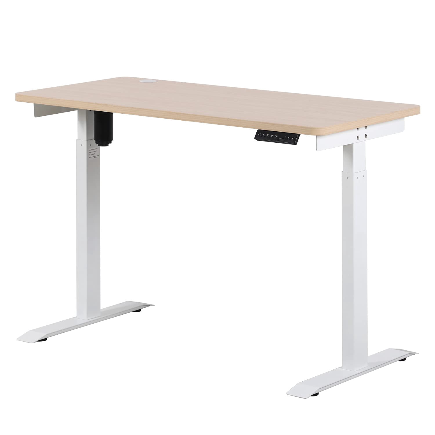 UNICOO® Height Adjustable Electric Standing Desk, 47.24 x 23.62 Inches Stand up Table, Sit Stand Home Office Desk with One Piece Tabletop (NTESMF01-W + 48 in Light Oak TOP)
