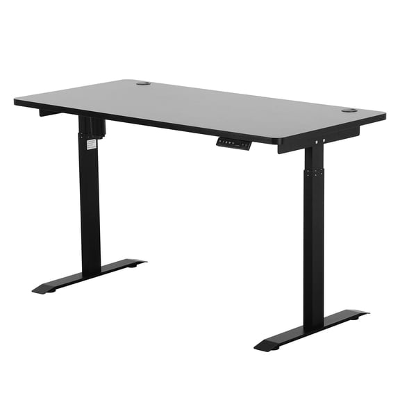 UNICOO® Height Adjustable Electric Standing Desk, 55 x 27.6 Inches Stand up Table, Sit Stand Home Office Desk with One Piece Tabletop (NTESMF01-B + 55 in Black TOP)
