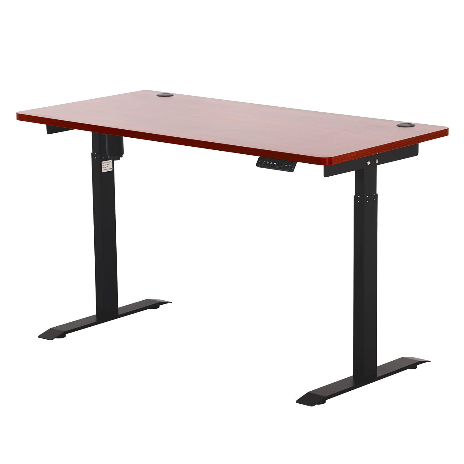 UNICOO® Height Adjustable Electric Standing Desk, 55 x 27.6 Inches Stand up Table, Sit Stand Home Office Desk with One Piece Tabletop (NTESMF01-B + 55 in Walnut TOP)