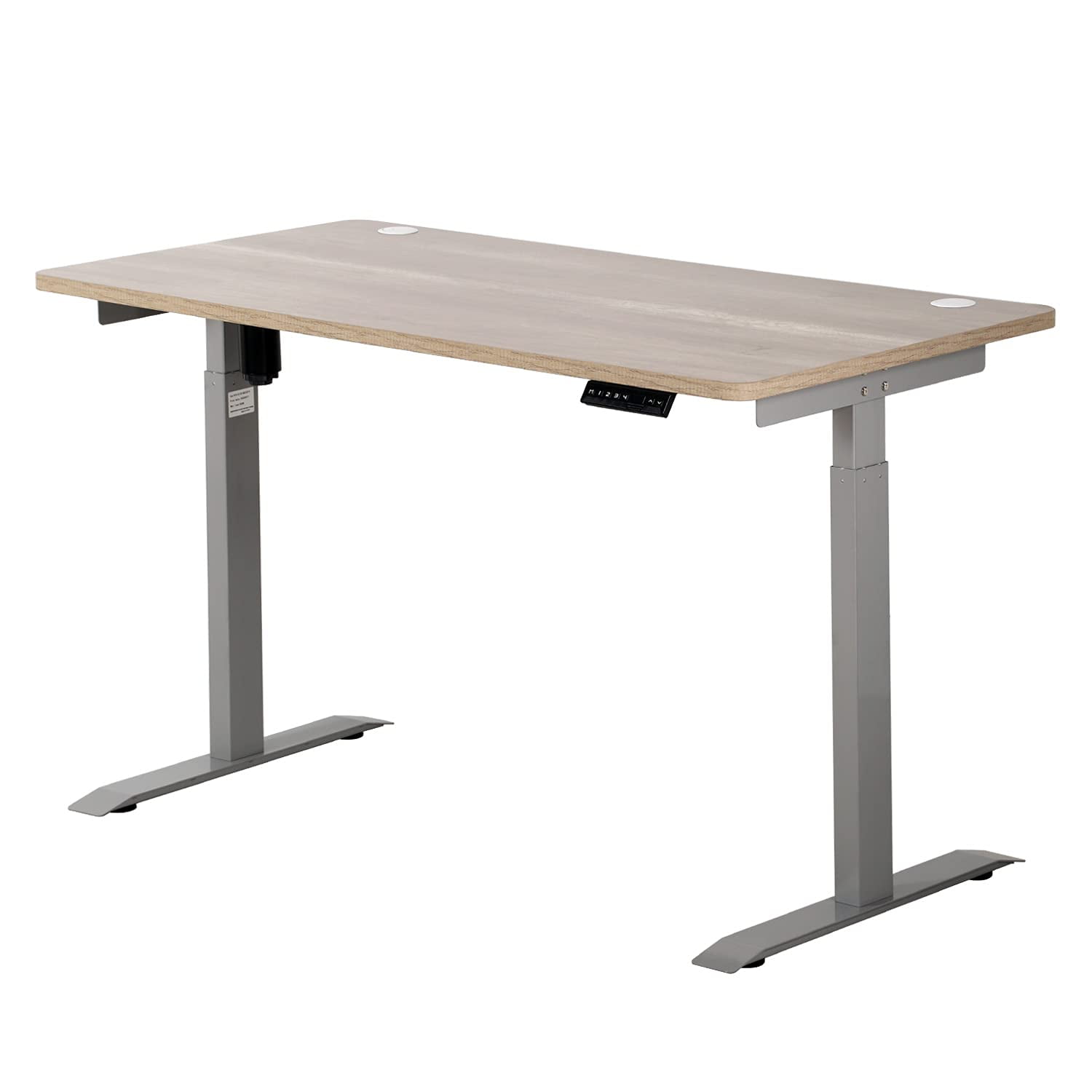 UNICOO® Height Adjustable Electric Standing Desk, 55 x 27.6 Inches Stand up Table, Sit Stand Home Office Desk with One Piece Tabletop (NTESMF01-G + 55 in Antique Oak TOP)