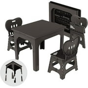 UNICOO  Kids Folding Table and Chairs Set, Height Adjustable Kids Folding Table Compact Design, Kids Table and Chairs Foldable, Picnic Table, Perfect for Playrooms, Classrooms, and Outdoor