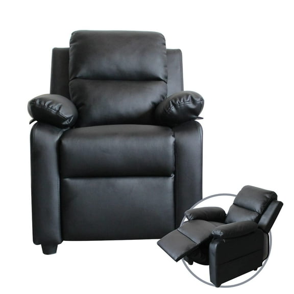 UNICOO® Kids Recliner Chair, Toddlers Recliner with Headrest Footrest and Lumbar Support, Ergonomic PU Leather Armchair Lounge Chair (Black)