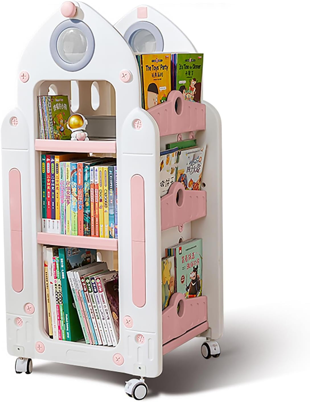 UNICOO® Kids Rocket Toy & Bookshelf Storage Organizer(Pink)