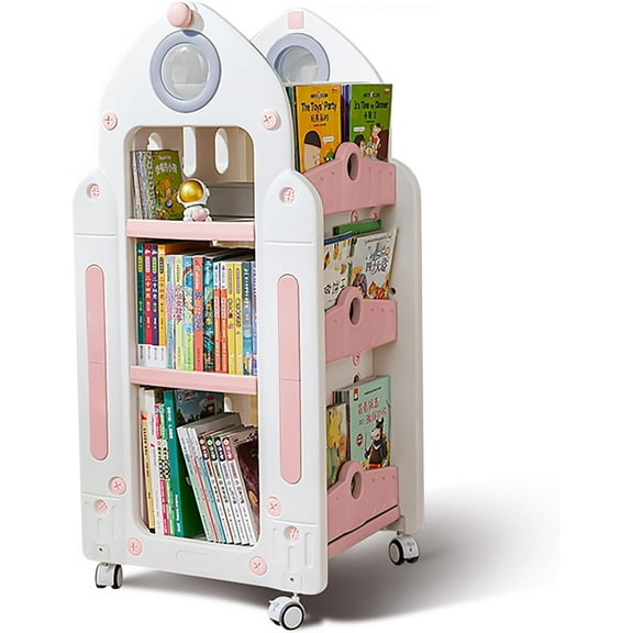 UNICOO® Kids Rocket Toy & Bookshelf Storage Organizer(Pink)