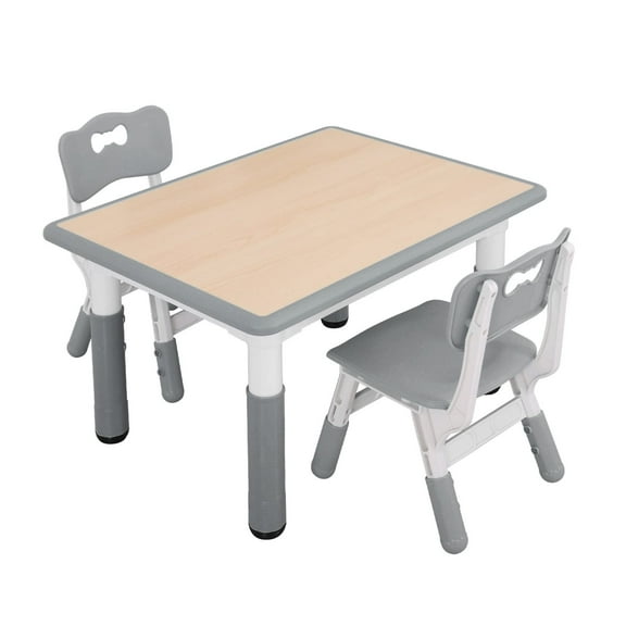 UNICOO® Kids Table and 2 Chairs Set, Height Adjustable Toddler Table and Chair Set, Easy to Wipe Arts & Crafts Table, Suitable for Ages 2-8, Childrens Table and Chair Set (BY-60-MGY)