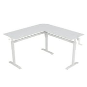 UNICOO  L Shaped Crank Height Adjustable Standing Desk, Sit to Stand up Corner Desk, L-Shaped Standing Workstation XJH-LC-White-2 Packages