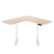 UNICOO  L Shaped Dual Motor Electric Height Adjustable Standing Desk, Computer Corner Desk, L Shaped Standing Desk, Standing Desk L Shape, Standing L Desk for Home Office Light Oak