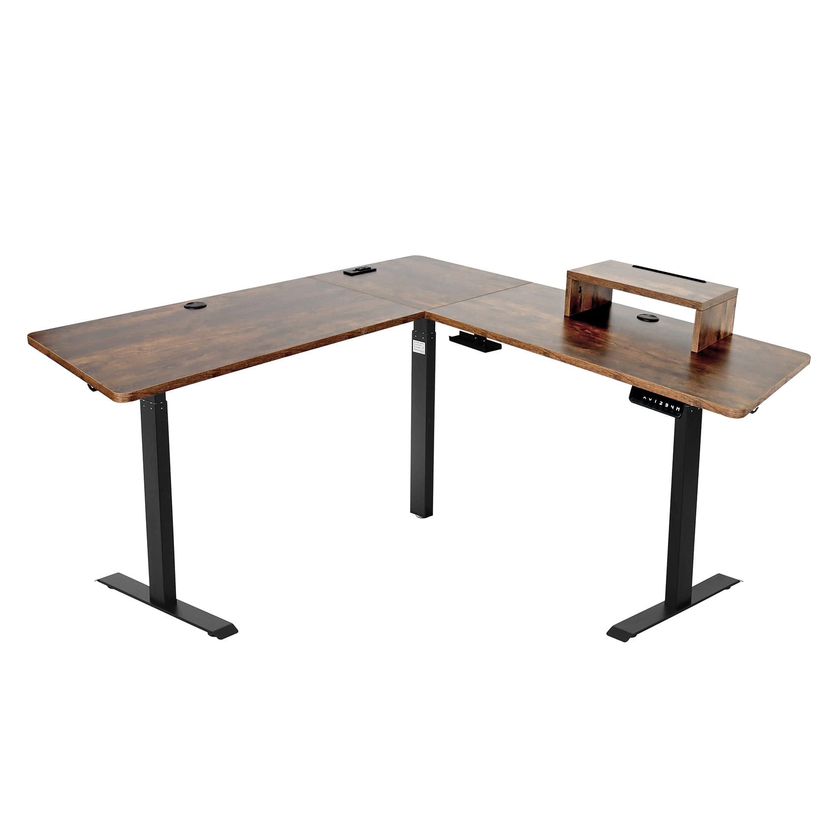 UNICOO® L-Shaped Triple Motor Electric Height Adjustable Standing Desk for Gaming & Home Office, Easy Touch Control & Solid Steel Construction (Rustic Brown Top/Black Frame-XOT-L3E-RB)