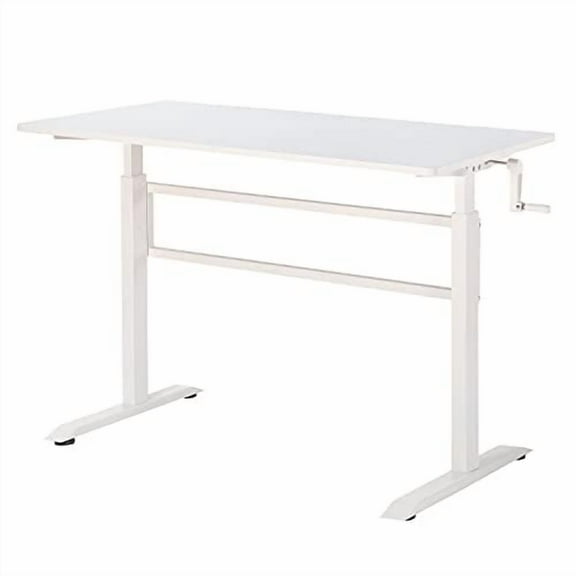 UNICOO® Manual Standing Desk Adjustable Height Heavy Duty Game Desk, Crank Adjustable Desk, Adjustable Computer Desk, Manual Stand Up Desk with Headphone Hook,48 x 24 Inches (SYK01-White)