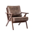 thumbnail image 1 of UNICOO® Mid Century Chair, Retro Upholstered Accent Armchair, with Wood Frame and Removable Cushions, Large Leisure Slipper Chair for Living Room/Bedroom (U2279-Brown), 1 of 7