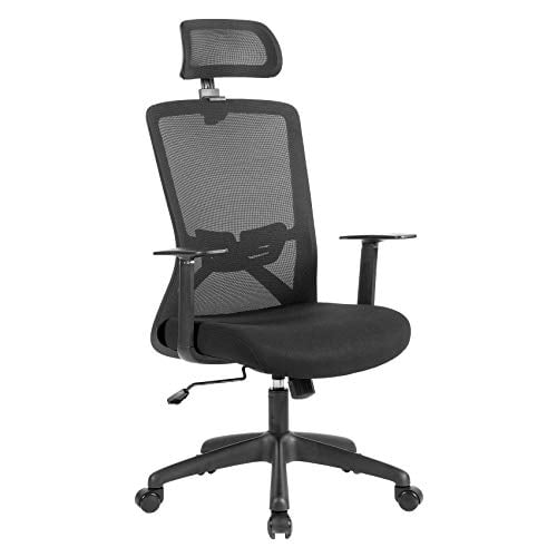 UNICOO Office Chair Ergonomic High Back Swivel Chair, Mesh Computer Chair, Office Task Desk Chair with Lumbar Support, Backrest and Headrest (W-215C Black)
