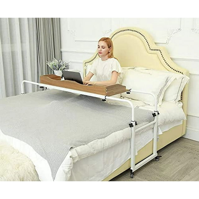 UNICOO Overbed Table with Wheels for Full/Queen/King Beds Height
