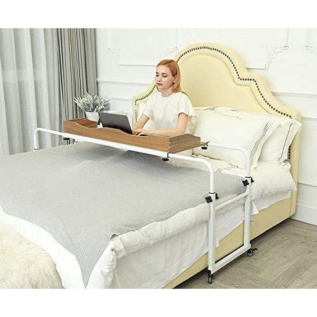 UNICOO Overbed Table with Wheels for Full/Queen/King Beds Height