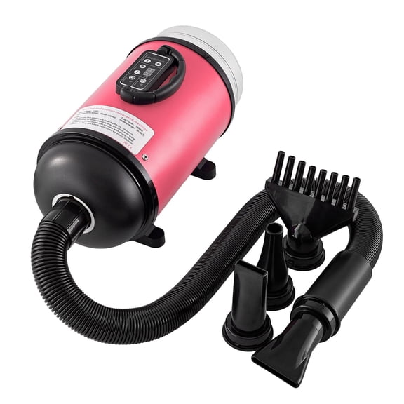 UNICOO® Pet Dryer & Grooming Vacuum with Adjustable Speed & Temperature Control, Low Noise, 4 Nozzles, 1850 Watts, Blow Dry & Vacuum Functions for Dogs (Pink)