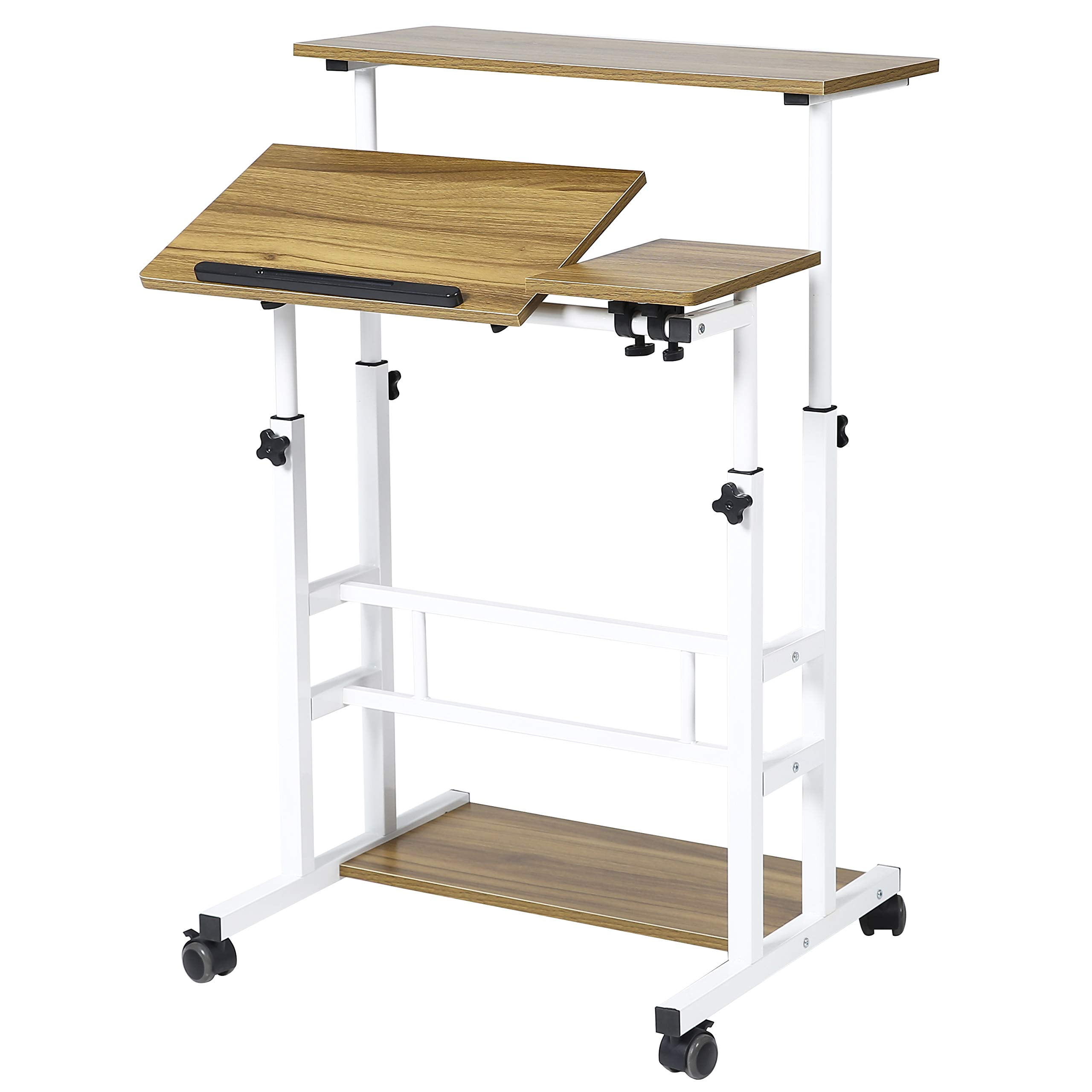 UNICOO® Portable Standing Desk on Wheels, Height Adjustable Mobile Standing Desk, Versatile Standing Portable Desk for Home Office, Rolling Sit-Stand Workstation, Ergonomic Design - (U101-AO)
