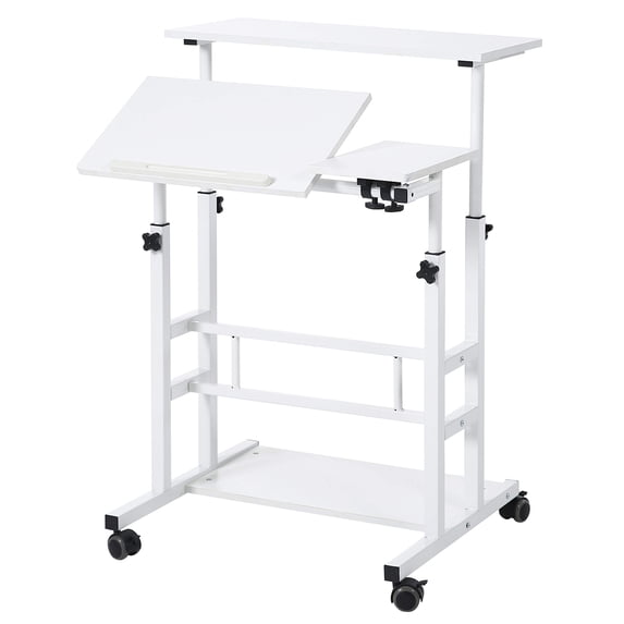 UNICOO® Portable Standing Desk on Wheels, Height Adjustable Mobile Standing Desk, Versatile Standing Portable Desk for Home Office, Rolling Sit-Stand Workstation, Ergonomic Design (U101-WW)