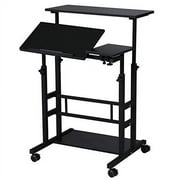 UNICOO  Portable Standing Desk on Wheels, Height Adjustable Mobile Standing Desk, Versatile Standing Portable Desk for Home Office, Rolling Sit-Stand Workstation, Ergonomic Design U101-Black