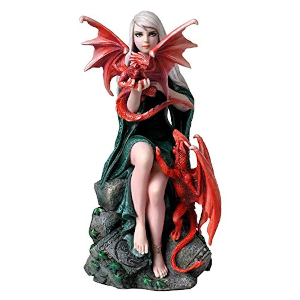 UNICORN STUDIO 7.87 Inch Poly Stone Dragonkin Figurine Statue Home Decor Multicolor