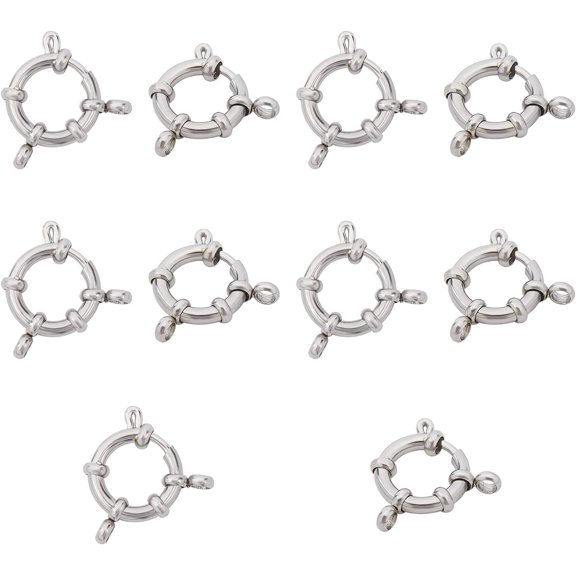 UNICRAFTABLE 10PCS 0.1in/2.5mm Stainless Steel Spring Clasps Round Close Ring Clasps Smooth Surface Clasp Connector Findings for DIY Jewelry Making gray