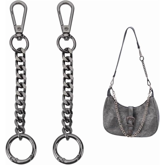 UNICRAFTABLE 2Pcs Iron Curb Chain Bag Extender with Alloy Swivel Clasps Black Purse Chain Replacement for DIY Handbag Strap Bag Replacement Accessories Brown