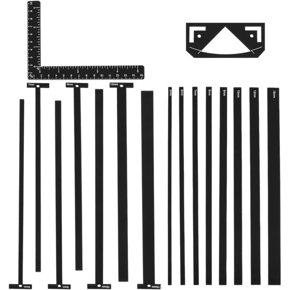 UNICRAFTALE 1 Set 17Pcs Book Binding Package Flexible Acrylic Bookbinding Templates Black Bookbinding Easy Scrapbooking Tool T-Shaped Rulers for Scrapbooking Bookbinding Handmade Tools Supplies