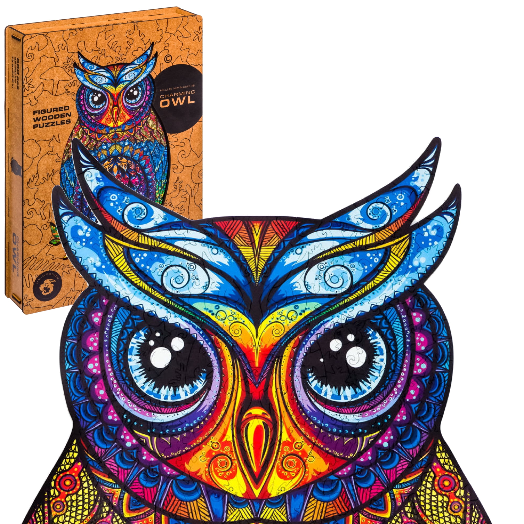 UNIDRAGON Charming Owl Wooden Jigsaw Puzzle for Family, Different Sizes ...