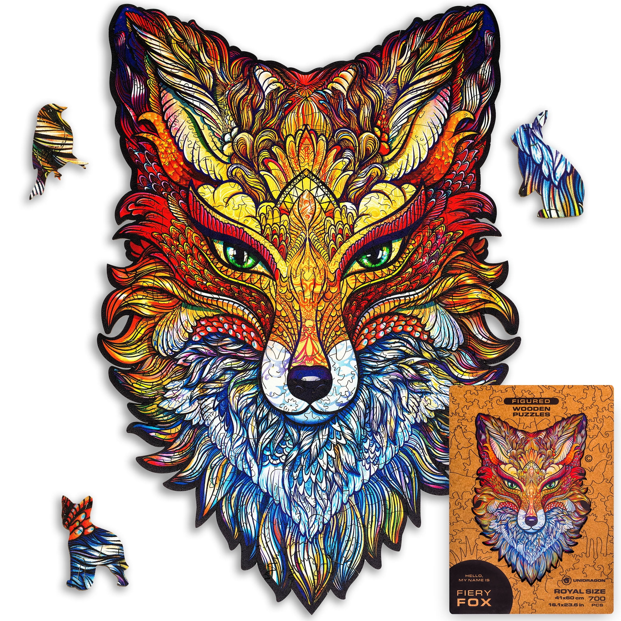 UNIDRAGON木製パズル 700pcs SIZE UNIDRAGON Fiery Fox Wooden Jigsaw Puzzle RS 700 Pieces - Walmart.com